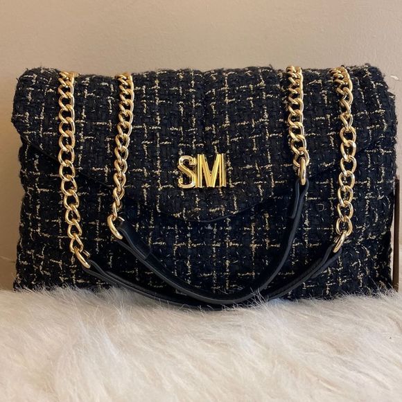 Steve Madden (Bledger)Shoulder Bag - Black & Gold - Picture 1 of 13
